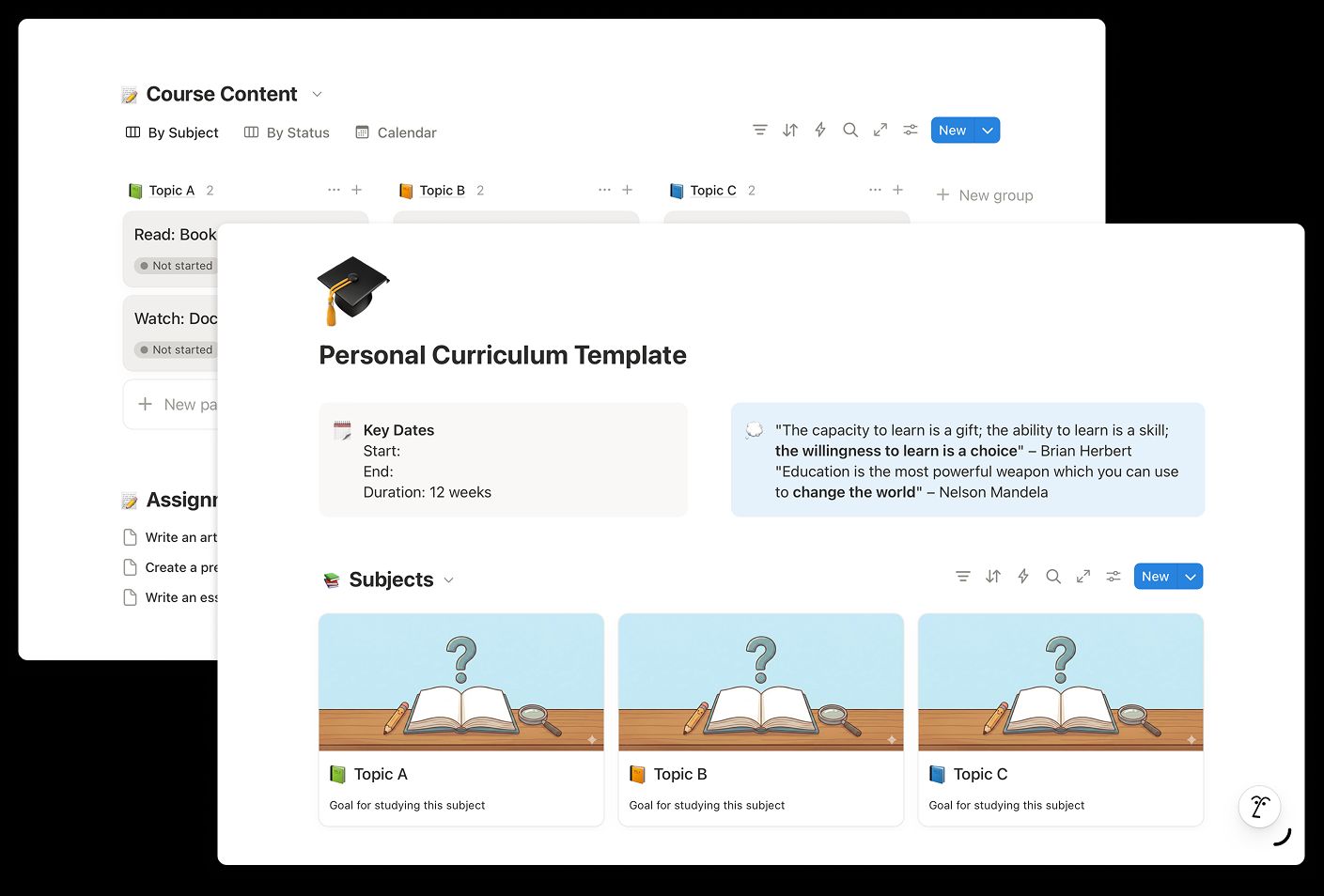 Notion template screenshot